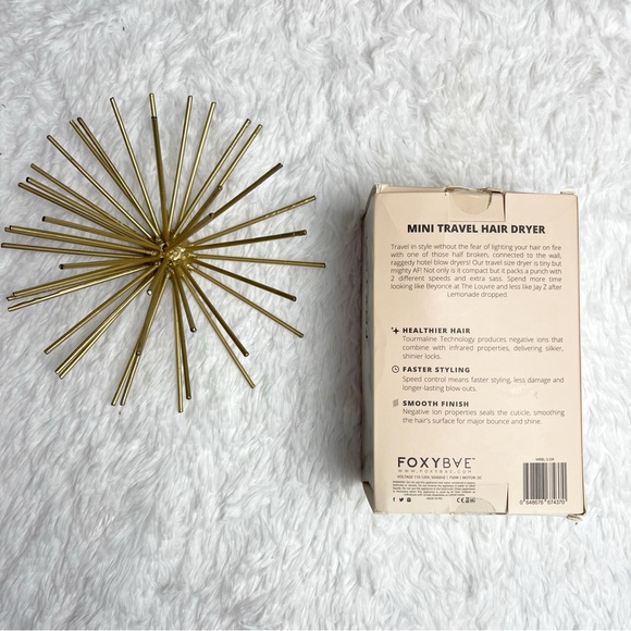 FOXYBAE Mini Travel Hair Dryer Marble Pink Tourmaline New In Box Hair Tool Small - Picture 2 of 2